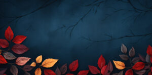 Dark background with autumn leaves in the borders and some light texture